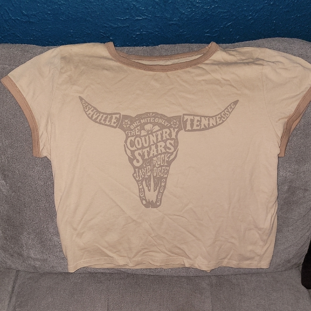 Hollister Tan Graphic T-Shirt - Large